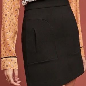 Anthropologie Maeve Novato A-Line Mini Skirt Womens 10 Black